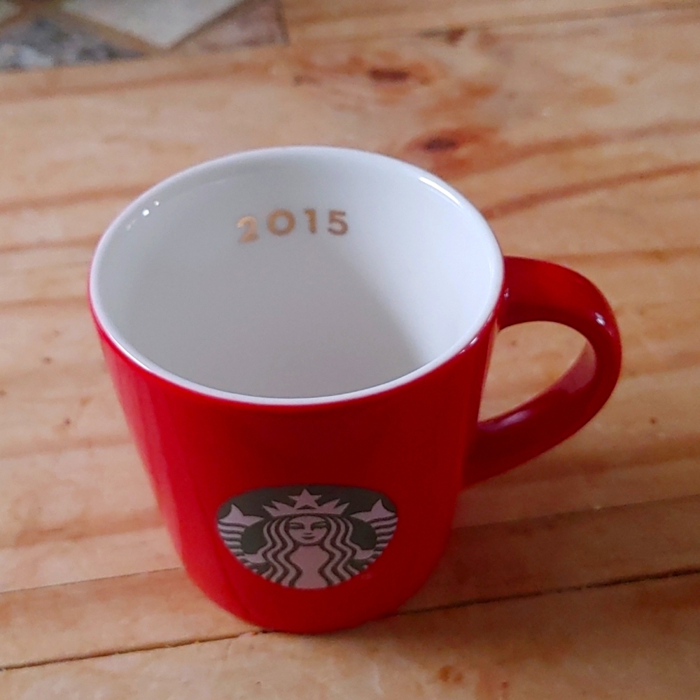 2015 Starbucks Mini 3oz Red Mug, Demi Espresso Cup, Green Mermaid Logo, Xmas